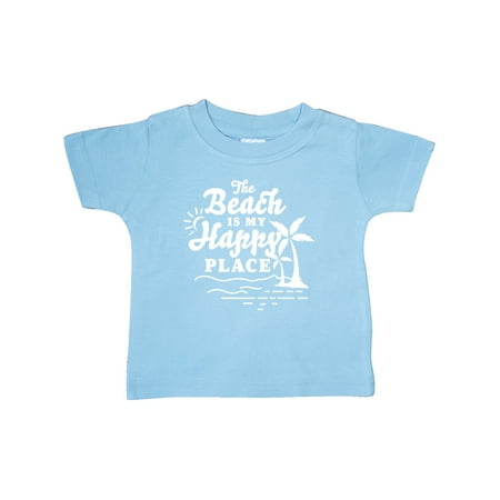 

Inktastic The Beach is My Happy Place with Palm Trees Gift Baby Boy or Baby Girl T-Shirt