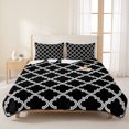thumbnail image 3 of Twin Quilt Set 68''x86'', Modern Black Geometric Lightweight Summer Bedspread Coverlet Set with 2 Pillow Shams, Abstract Art Morocco Aesthetic Breathable All Season Quilt Bedding for Dorm/Bedroom, 3 of 9