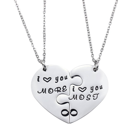 LOLIPPYY 1 Pair Heart-Shaped Couples Matching Necklaces for Wedding, Engagement, and Special Occasions