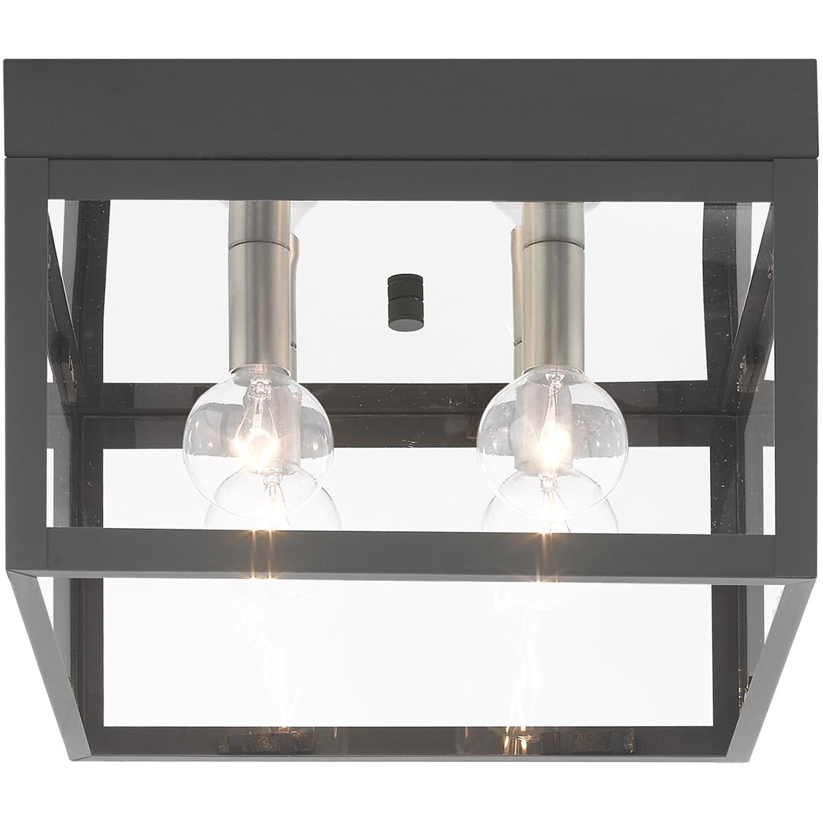 10.5 inch 4 Light Scandinavian Gray Outdoor Ceiling Light fixture with Clear Glass Shade