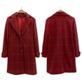 thumbnail image 5 of Women's Retro Lapel Long Plaid Coat 2025 Fall Winter Casual Elegant Double-breasted Work Suit Jacket, 5 of 7