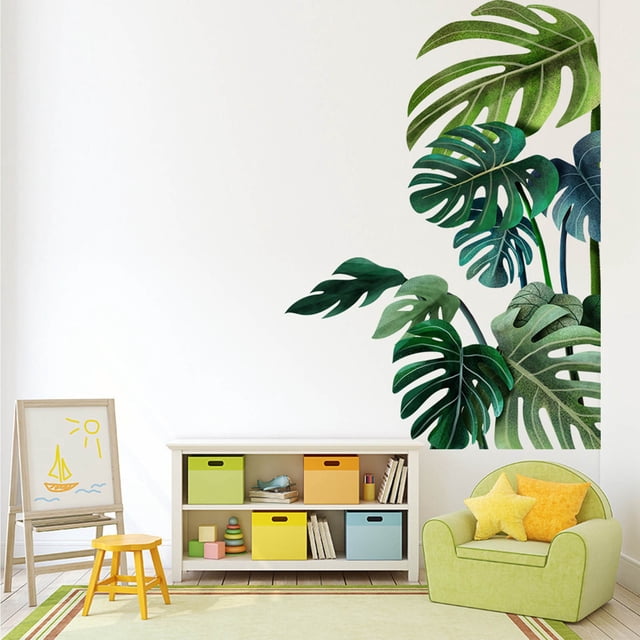 Vinilos decorativos para pared | Pegatinas de vinilo con diseño de tortuga y hojas | Arte de pared removible e impermeable para sala de estar, dormitorio, habitación infantil y oficina