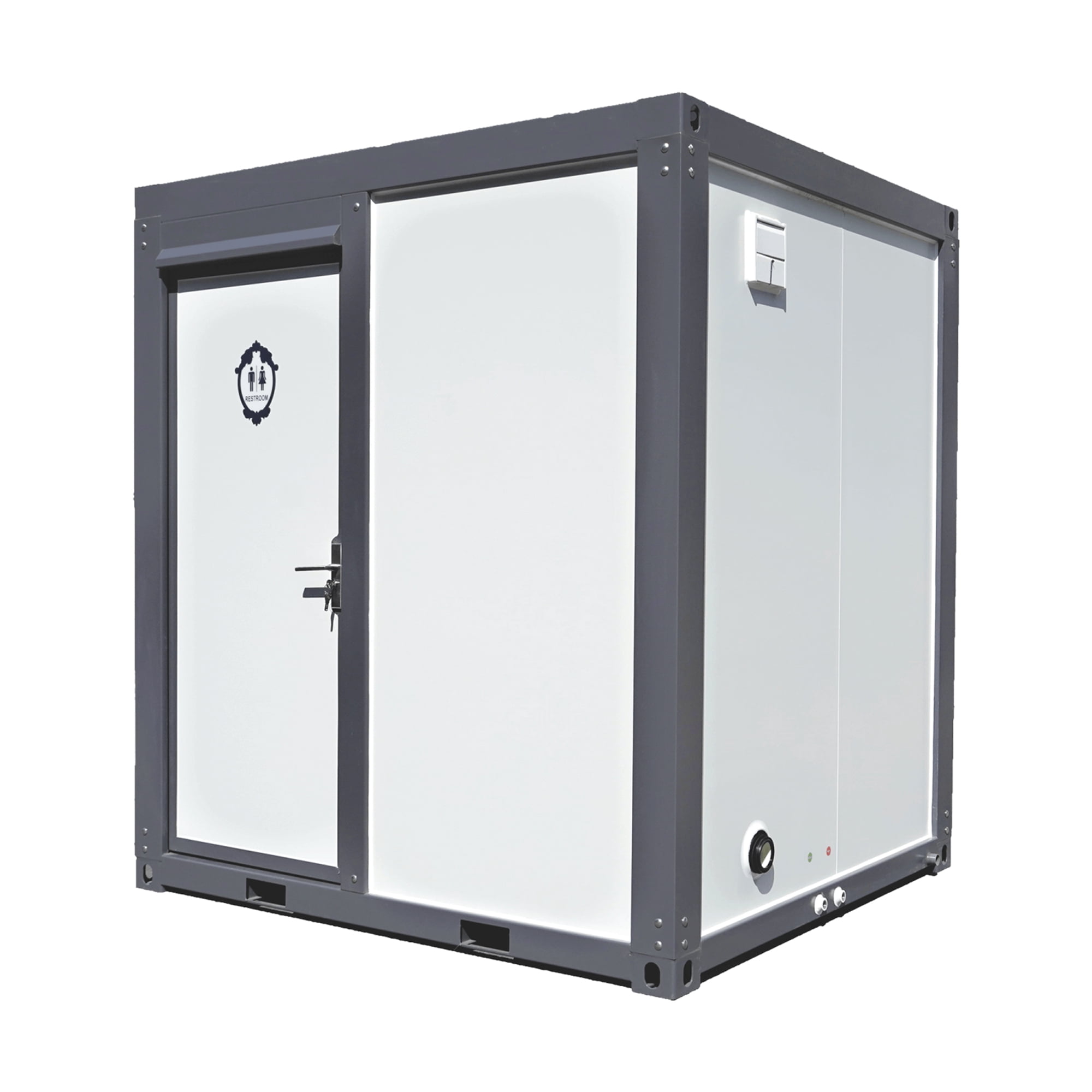 Portable Outdoor Shower Room with Toilet & Sink, Steel Frame Prefab Bathroom Shed, All-in-One Mobile Restroom for Camping & Construction Site