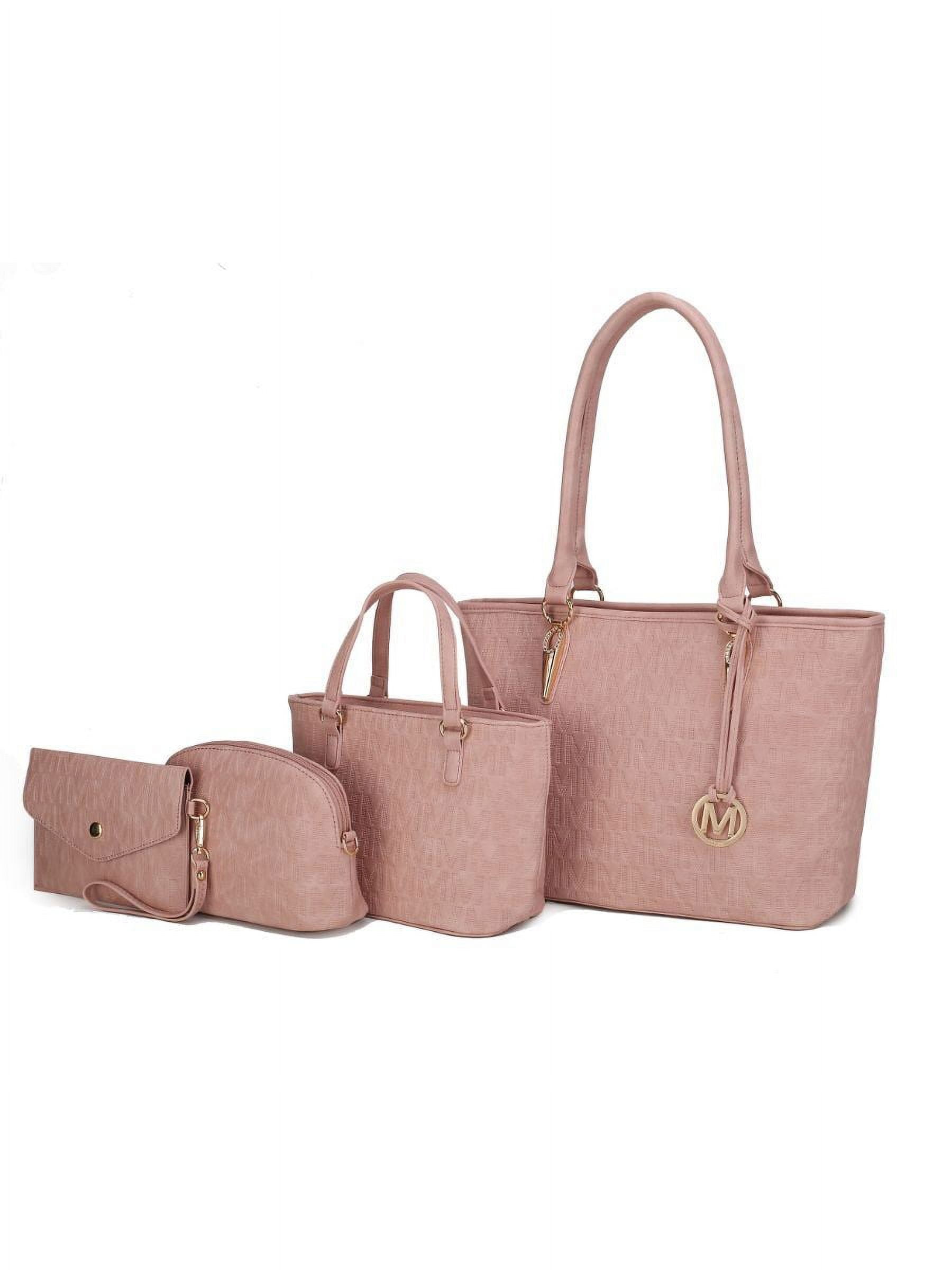 MKF Collection Edelyn embossed M Signature 4 PCS Tote Handbag Set