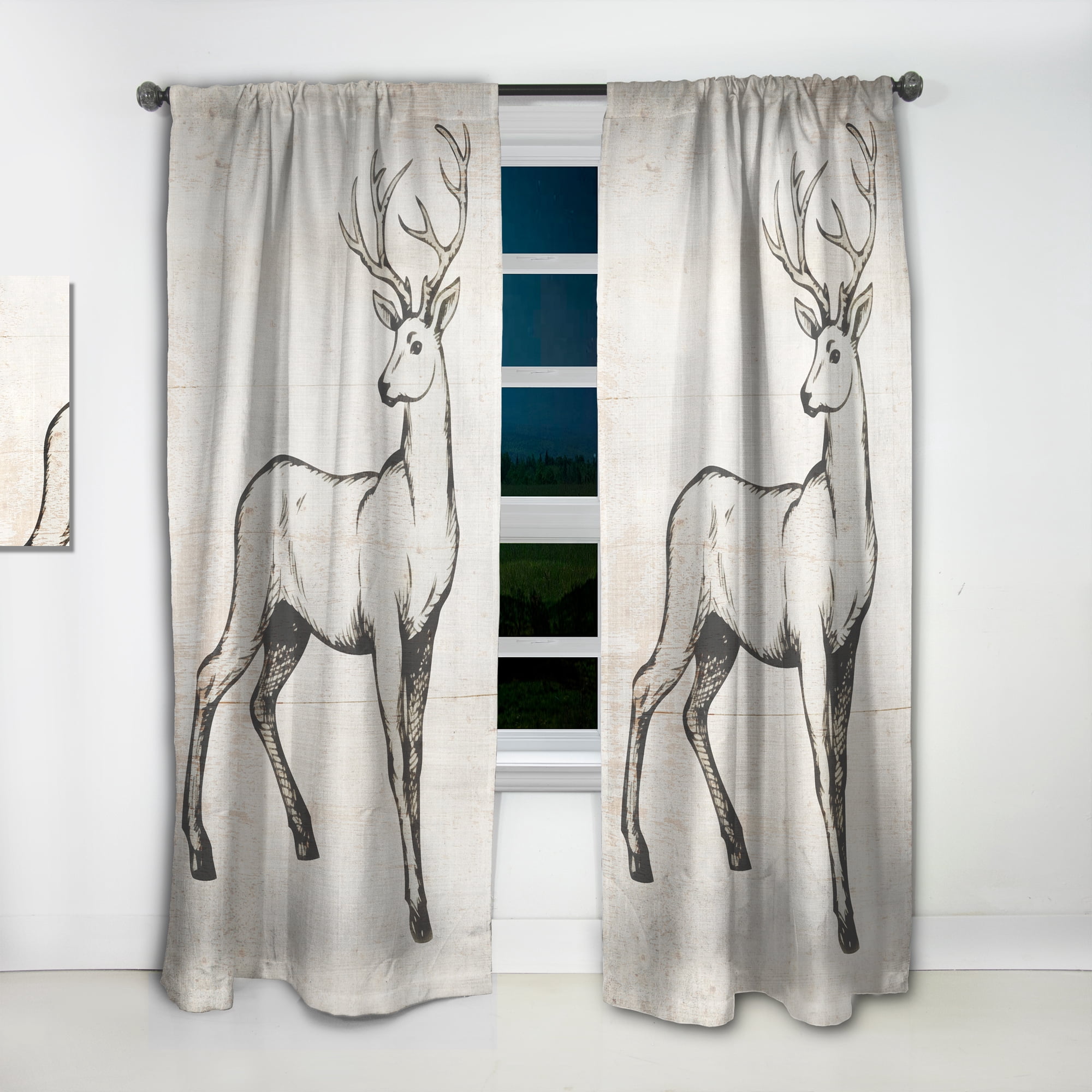 Designart 'Beautiful and Wild Deer VI' Farmhouse Curtain Panel