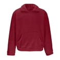 thumbnail image 4 of ZUKMRJPC Mens Quarter Zip Fleece Sweatshirt Long Sleeve Loose Fit Solid Color Fluffy Pullover Sweatshirt Fall Winter Warm Tops with Kangaroo Pocket, 4 of 5