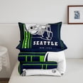 thumbnail image 5 of Full Size Bedding Sets for Boys American Football Comforter Set, Football Game Sports Theme Bed Comforter Set Navy Blue Fluorescent Green Duvet Set with 2 Pillowcases (Seattle), 5 of 7