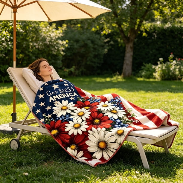 Independence Day Blanket Festive Flannel Blanket Soft Warm Throw Blanket For Home Sofa Bed Holiday Decoration