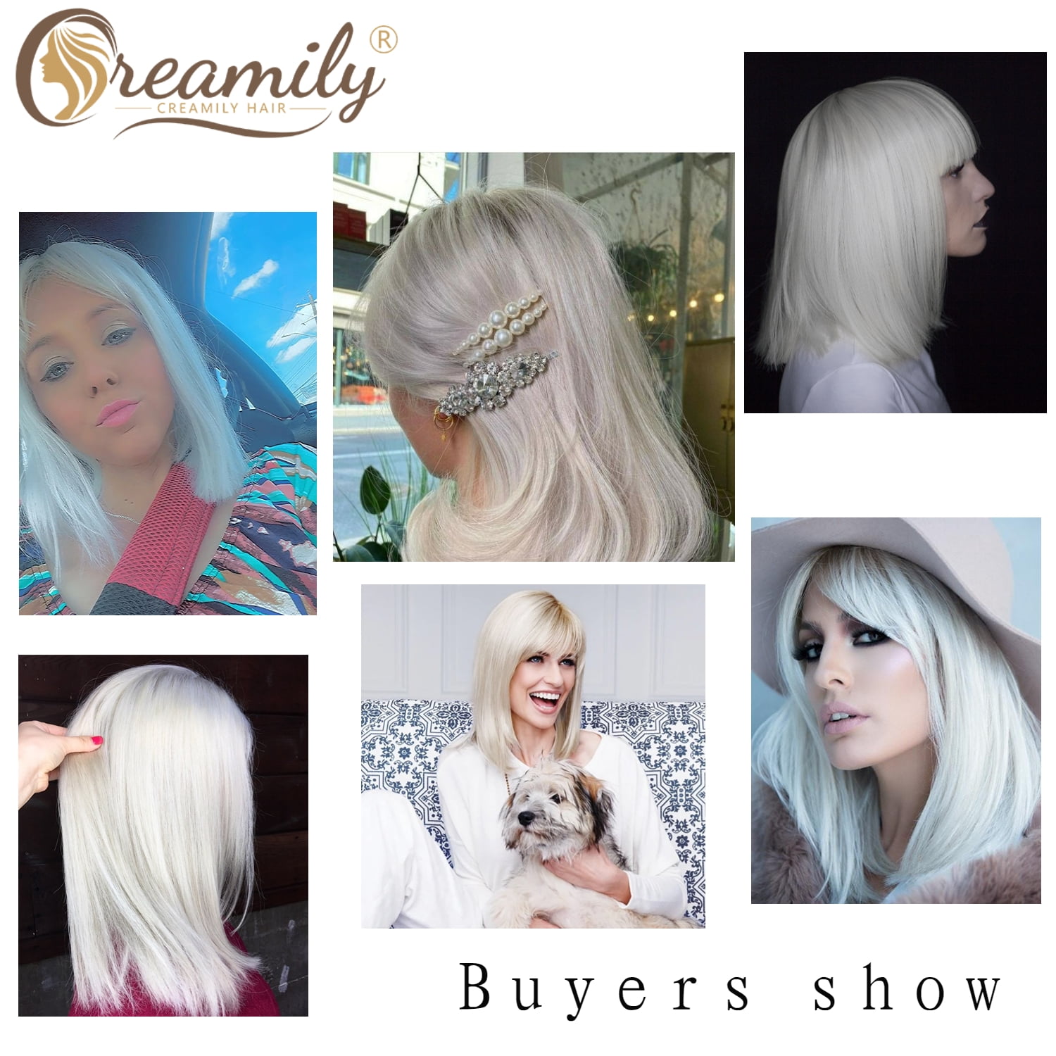 ?NAYA 14” WHITE SILVER Bang Wig *NWT* Women Snow White Pastel Rainbow Long Wavy Fringe Bangs Wig  main image 3