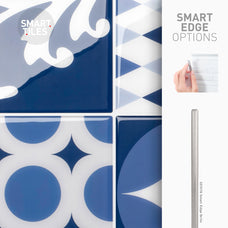 Smart Tiles Peel and Stick Backsplash, 5 Adhesive Tiles, Vintage Blue, 9"x9"