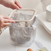 Violete Mini Desktop Trash Can with Press Lid | Plastic White/Gray Desk Basket for Living Room, Office, or Home | 6x6x3.2in & 6x6x5.5in Sizes | Easy-Open Flip Top, Sturdy Storage Bin for Sundries,