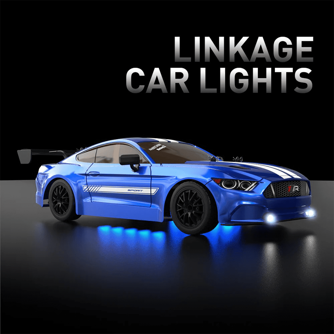 1:16 Scale 4WD RC Drift Car, 2.4GHz Remote Control Racing Car with LED Lights, 25+ Minutes Run Time, High-Speed Electric Model for Hobbyists and Adults Blue