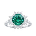 thumbnail image 4 of Rosec Jewels Certified Lab Grown Emerald Cocktail Ring with Halo - 2 Carat - AAAA Grade - Emerald Moissanite Ring for Women, 925 Sterling Silver, US 4.00, 4 of 8