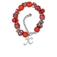 thumbnail image 2 of Delight Jewelry Silvertone Small Gelato Script Initial - X - Red Paw Print Bead Bracelet, 7"+2", 2 of 4