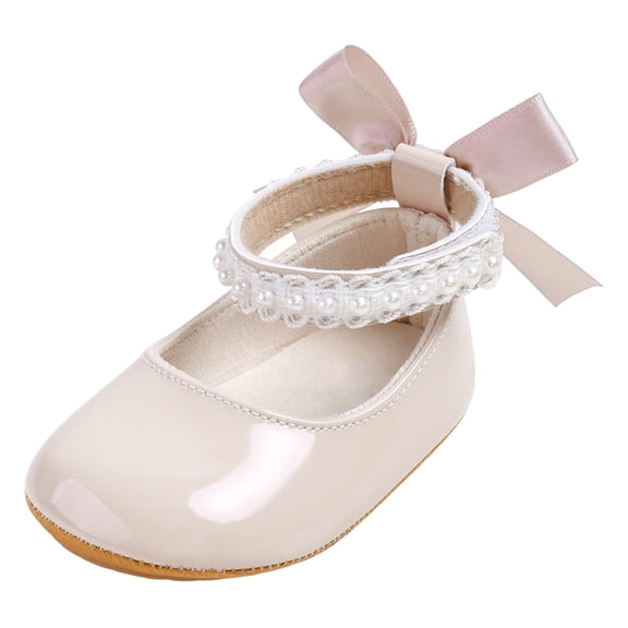 Quealent Baby Shoes Mary Jane Flats Non Slip Soft Sole Toddler Sneakers First Walkers Party Christmas Dress Shoes Light Pink for Size 11