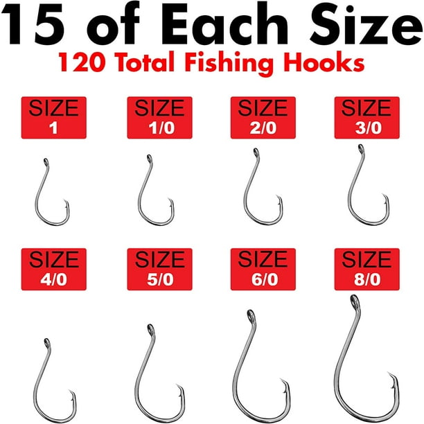 120 Large Fishing Hooks Saltwater and Catfish Hooks ortment - Fishing Hook  Saltwater Hooks â€“ Catfishing Hooks Circle 