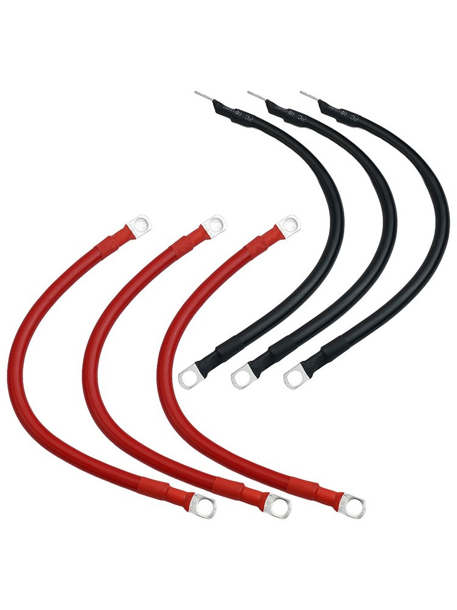 6PCS 4AWG Battery Cables Set for Marine Automotive Inverter - 12inch Length