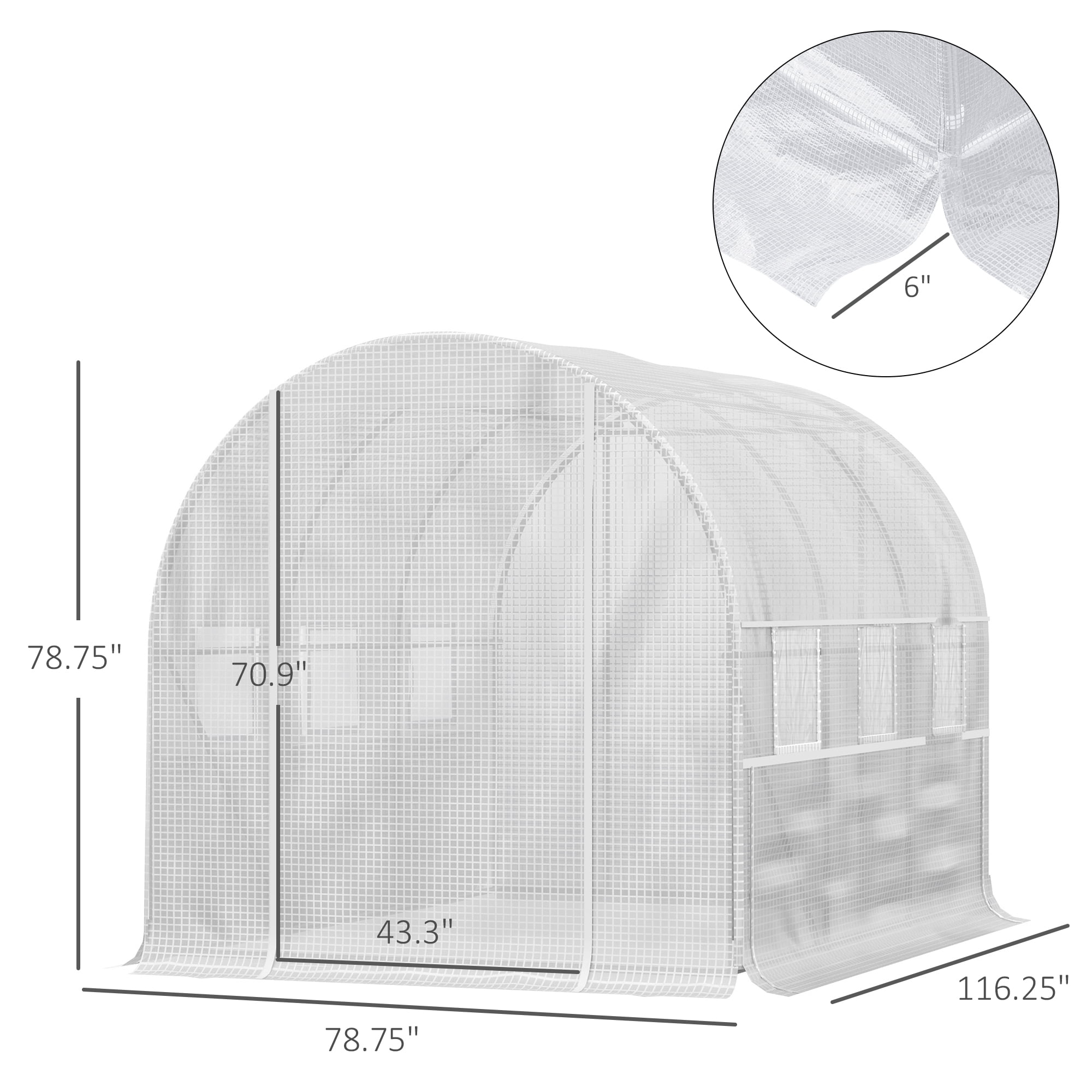 Outsunny 10' x 7' x 7' Walk In Tunnel Greenhouse, Outdoor Green House with Anti-Tear PE Cover