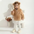 thumbnail image 3 of Usaibhir Toddler Girls Boys Fleece Jackets Double Sided Plush Zip Up Hooded Coat Solid Color Warm Winter Cute Outwear 6M-4T, 3 of 7