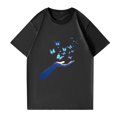 thumbnail image 3 of NAMTYQX Womens Tshirts Cotton Loose Fit Print Trendy Oversized Short Sleeve Crewneck Grafisches Cool Loose Stretch Womens Tops Casual Black Size S, 3 of 5