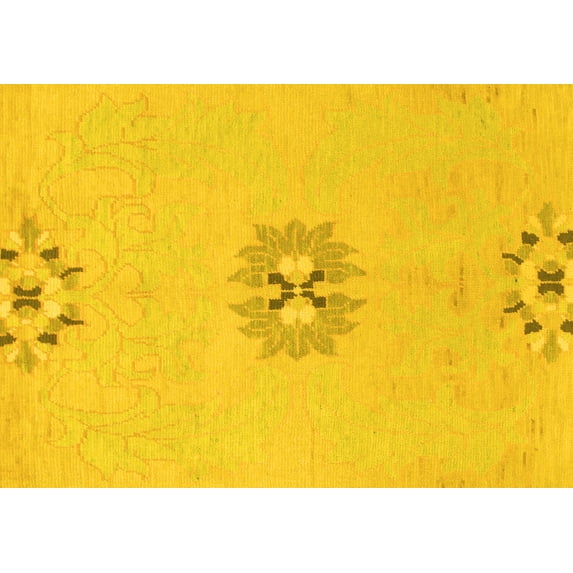 Ahgly Company Indoor Rectangle Abstract Yellow Modern Area Rugs, 7' x 10'
