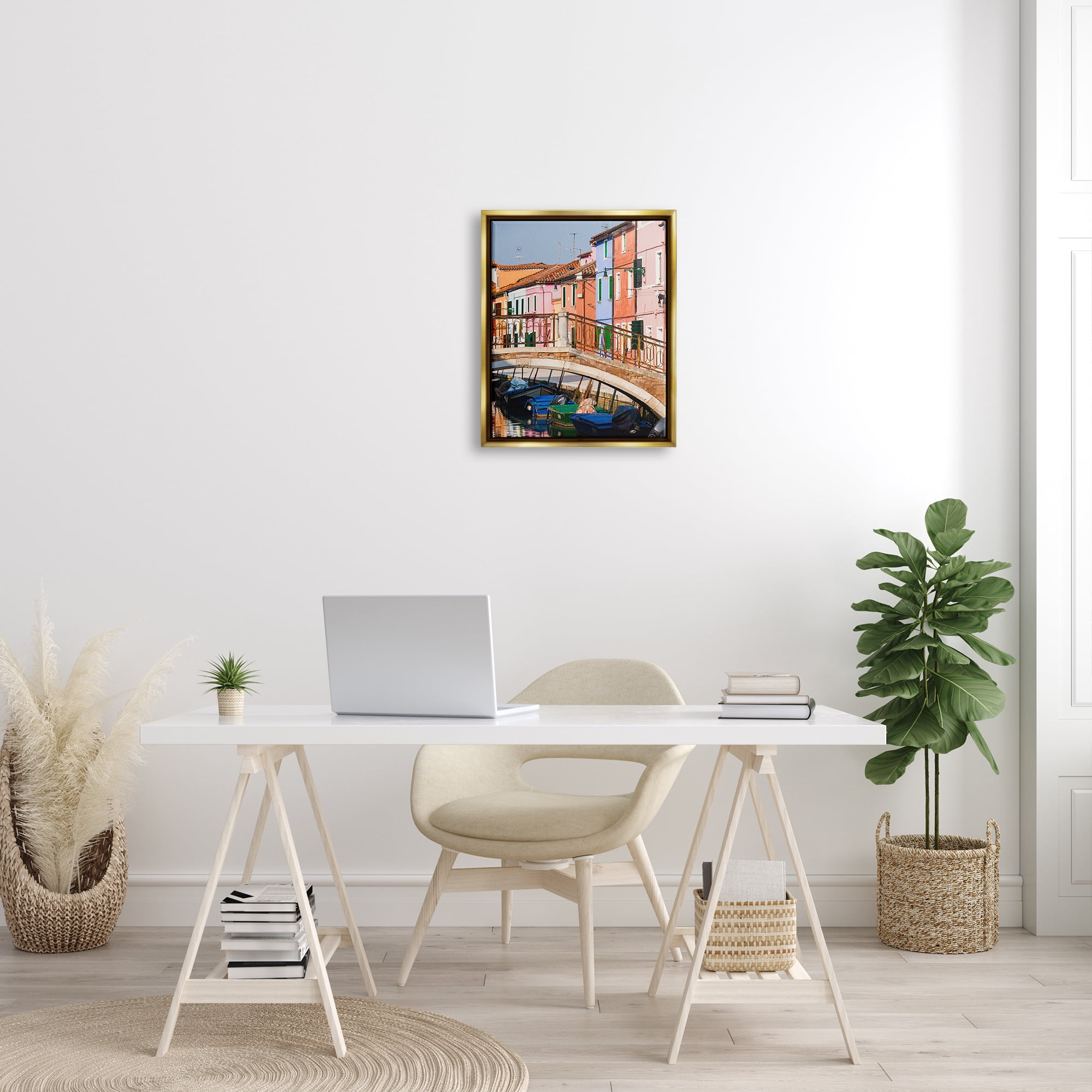 Stupell Town River Canal Boats Scenery Transportation Photography Gold Floater Framed Art Print Wall Art