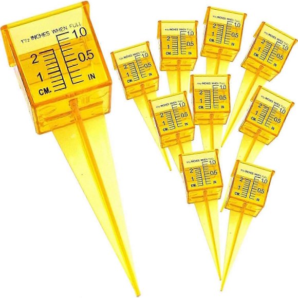 10 Pack 1.5" Rain Gauge/sprinkler Gauge, Wide Mouth, Bright Yellow Outdoor Water Measuring Tool
