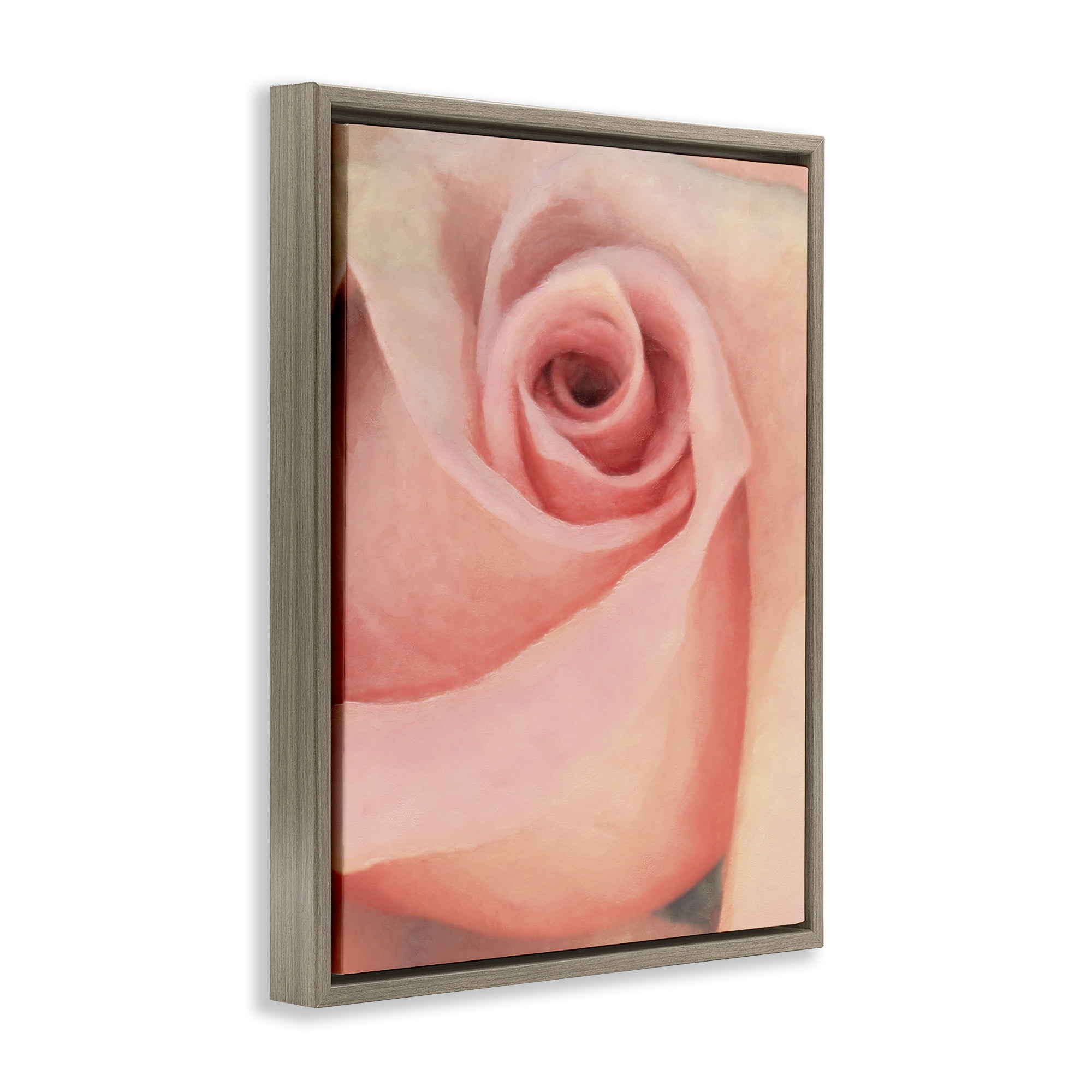 Stupell Industries Spiral Rose Anther Botanical & Floral Painting Brown Floater Framed Art Print Wall Art, 17 x 21