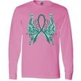 thumbnail image 3 of Inktastic Ovarian Cancer Awareness with Butterfly Ribbon Words Long Sleeve T-Shirt, 3 of 5