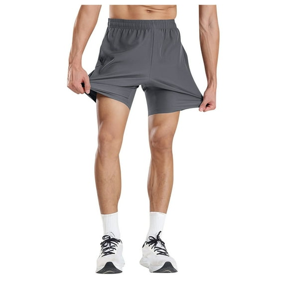 Men's Casual Shorts Lightweight Stretchable Pull-On Glide Pants for Everyday Comfort and Versatile Style Men's Elastic Waist Shorts Mens for Gym Yellow