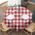 thumbnail image 3 of Red and White Plaid Pattern Round Tablecloth 60"x60",Wrinkle Wipeable Table Cloth for Kitchen Dining Room Picnic Patio Party, 3 of 6