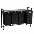 thumbnail image 1 of Multi-Bag Rolling Laundry Hamper with Removable Oxford Bags – 4-Bag Configurations, 43.5 L Capacity, Portable Laundry Room Organizer with Wheels, Rustic Brown & Black, 1 of 9
