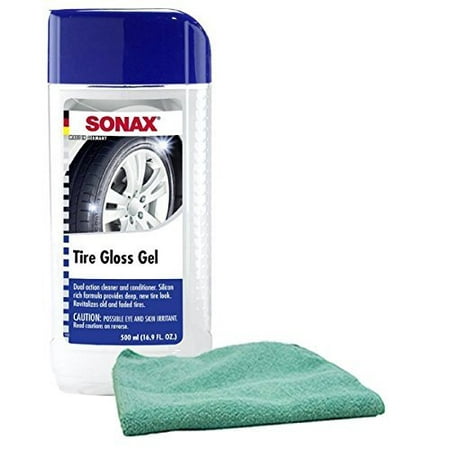 Sonax Revitalizing Tire Gloss Gel (16.9 oz) Bundled with a Microfiber Cloth (2