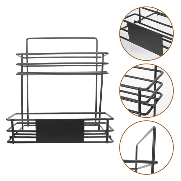 FELTECHELECTR Rack De Jarabes Y Especias De Hierro Negro Para Hogar Con Moderno Y Capacidad Para Múltiples