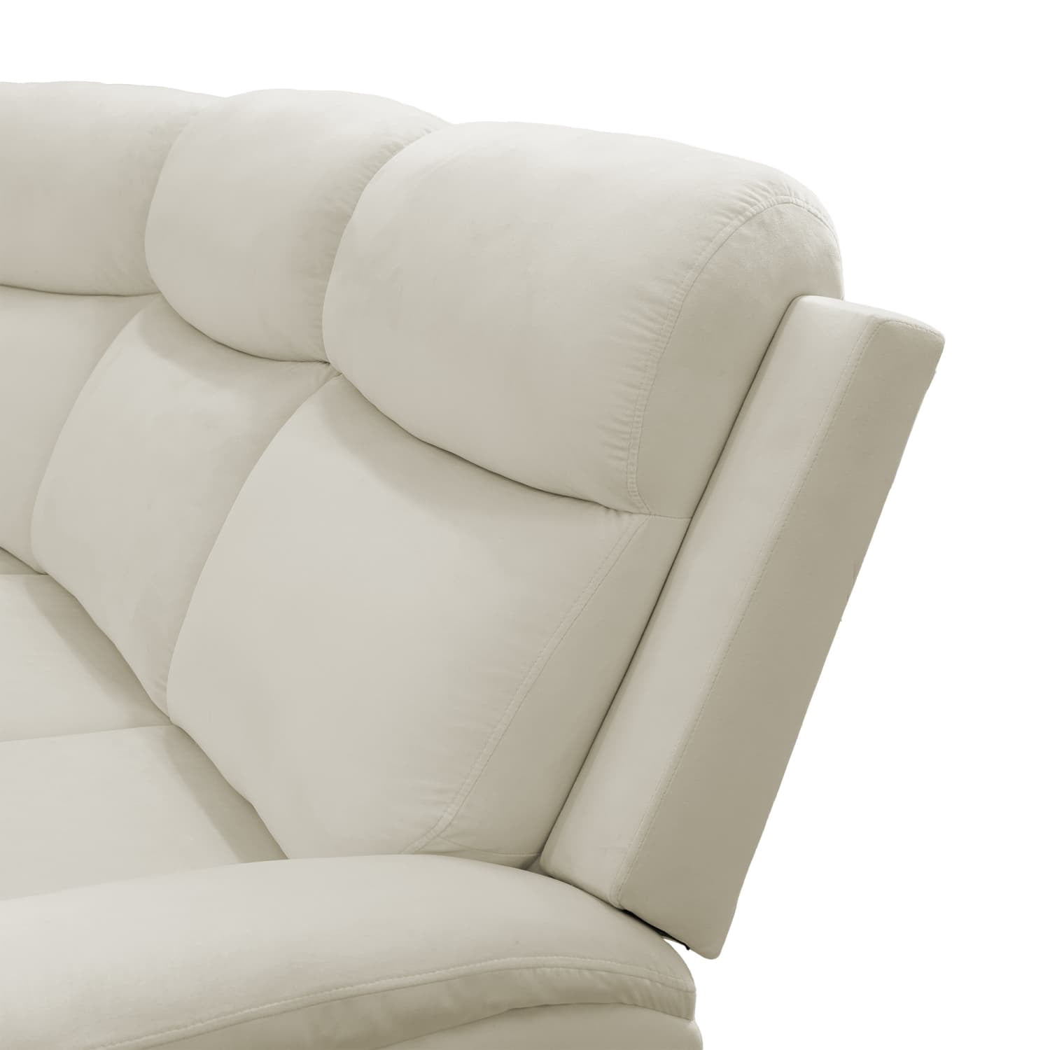 3-Piece Sofa Set Off-White Fluff Fabric Modern Sectional with Adjustable Backrest, High-Density Sponge & Double Spring System for Living Room