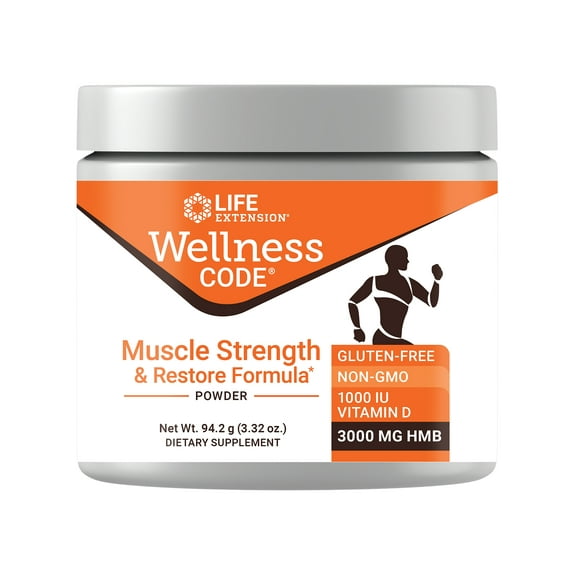 Life Extension Wellness Code® Muscle Strength & Restore Formula - Sustains muscle health and growth - Gluten-Free, Non-GMO - Net wt. 94.2 g (3.32 oz)
