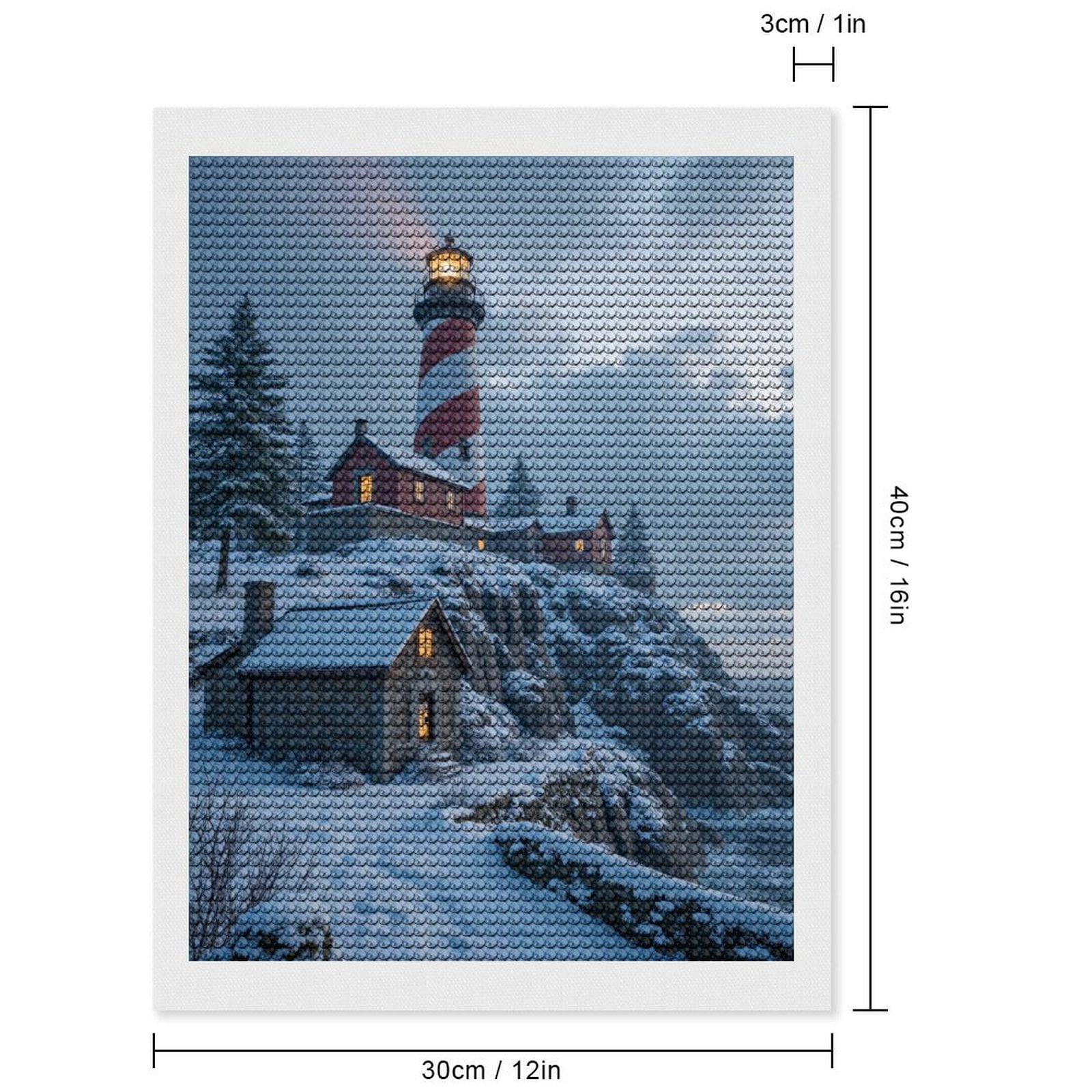 Diamond Art Kits for Adults, Snowy Lighthouse Winter Scene 5D Diamond Painting Kits for Adults Beginners, DIY Full Drill Diamond Painting, Gem Art and Crafts 12x16
