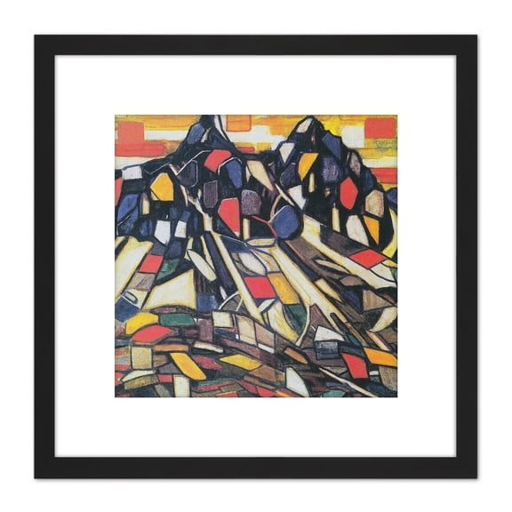 Rohlfs Berg Mountain Expressionist Painting 8X8 Inch Square Wooden Framed Wall Art Print Picture with Mount