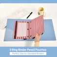 thumbnail image 5 of Dailycode 2 Pack Pencil Pouch for 3 Ring Binder Smooth Zipper Folders with Pockets Clear Window Pencil Case, Red Pink Stripe, 5 of 6