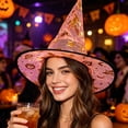 thumbnail image 3 of Darzheoy Halloween Witch Hats for Women, Sharp Pointed Lace Veils Witch Hats, Halloween Accessories Party Decoration Props, 3 of 3