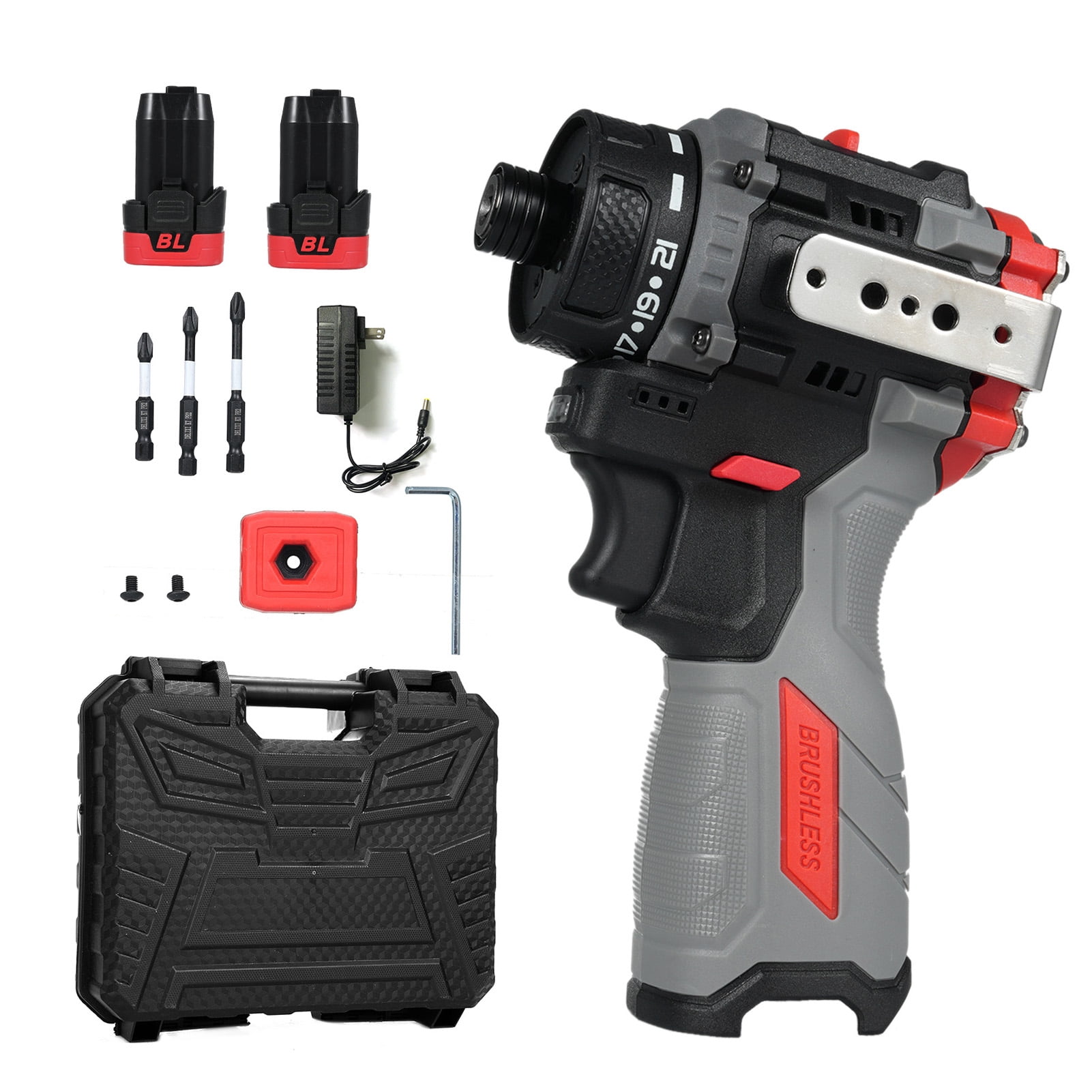 Lithium Screwdriver Tool Kit 16.8V Brushless Power Screwdriver Hammer 45Nm 1600RPM Lithium Screwdriver Tool Kit Electric Screw Driver with Torsion Adjustable 2 Speed Control for Wood PVC ABS
