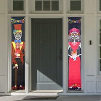 6Ft Dia De Los Muertos Decor, Set of 2 Banners - Day of The Dead Decorations, Hanging Sugar Skull Backdrop Banner for Home Indoor & Outdoor Porch Sign Halloween Decorations by 4E's Novelty