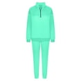 thumbnail image 3 of Elainilye Fashion Jogging Suits for Women 2 Piece Sweatsuits Casual Solid Color Zipper Lapel Sweatshirt Top and Pants Set,Green, 3 of 5