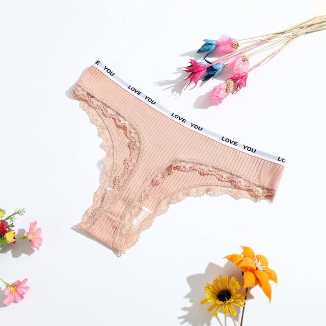 Tanga de algodón para damas, ropa interior de cintura baja para niñas, pantalones de tanga de encaje para mujer