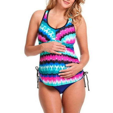 Catalina Maternity Tankini Swimsuit Top With Ruched Sides & Adjustable Ties