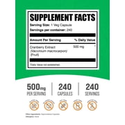 BulkSupplements Cranberry Extract Capsules - 500mg per Serving (240 Capsules - 240 Servings)