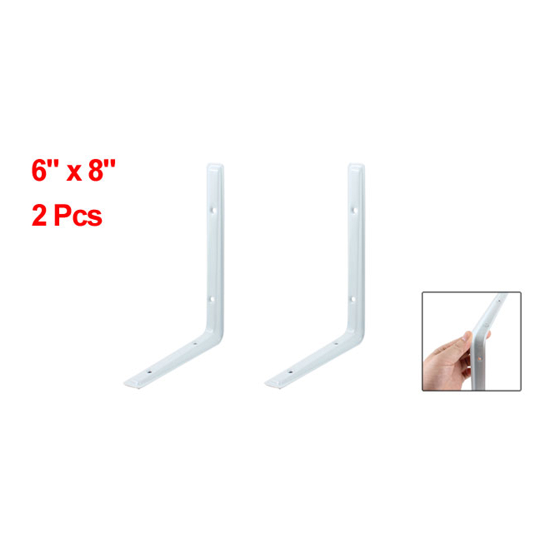 Uxcell 6" x 8" Metal Right Angle Bracket Shelf Off White Replacement, 2 Pack - image 2 of 4