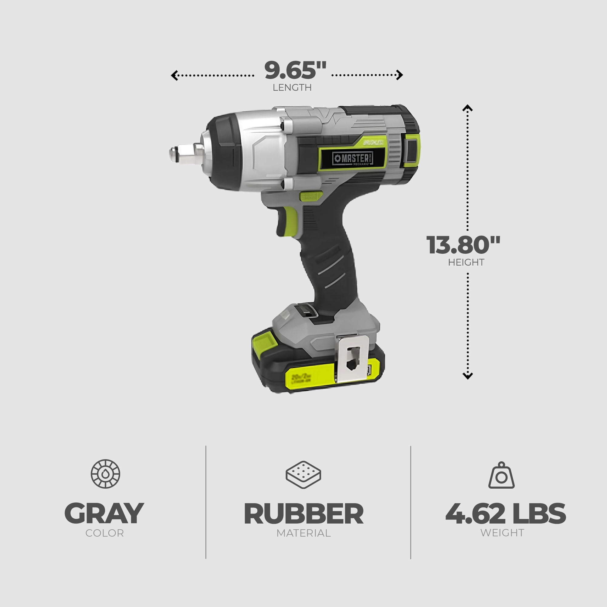 Master Mechanic 20 Volt Cordless Impact Wrench Kit with Brushless Motor