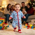 thumbnail image 2 of Weebloom Baby Boys Girls Romper Footless 4Th Of July Jumpsuit Long Sleeve Zip Up Infant Bodysuit Cute Pjs Sleepers Onesie Pajamas Outfit 0-3 Months, 2 of 4
