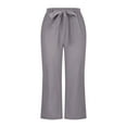 thumbnail image 3 of Eashery Pants for Women Casual Plus Size Plus Size Cargo Pant Elastic Waist Yoga Beach Trousers Pants Womens Linen Pants (Solid Color,Grey,XL), 3 of 4